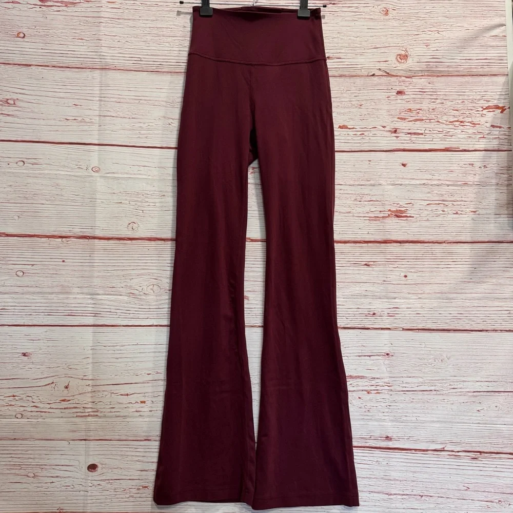 Lululemon Groove Super-High-Rise Flared Pant Nulu in Red Merlot Sz 4